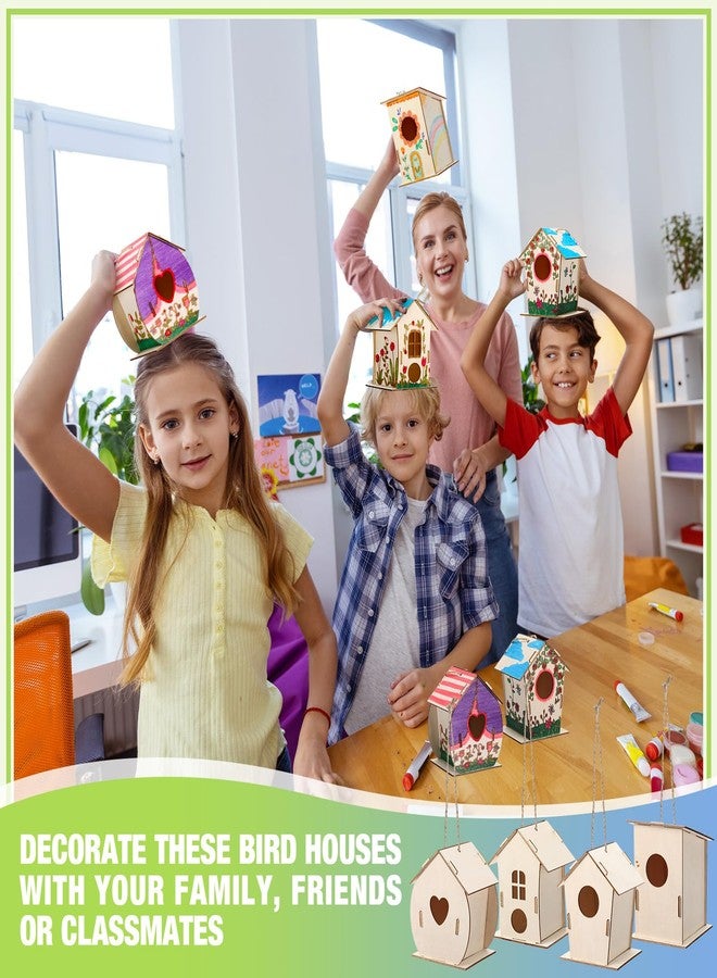 DoubleFill مجموعة بيوت الطيور الخشبية من دبل فيل، 12 قطعة، مثالية للأطفال، للأعمال اليدوية والفنون، بيوت طيور خشبية غير مطلية للتلوين، هدايا أعياد ميلاد، هدايا عيد الحب، دروس الحرف اليدوية، الحفلات، 4 أنماط - Image 5